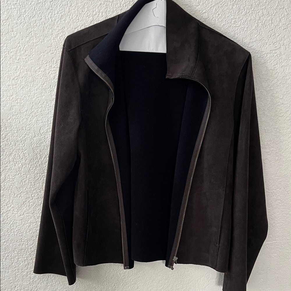 Dark Brown faux Suede Chicos Jacket